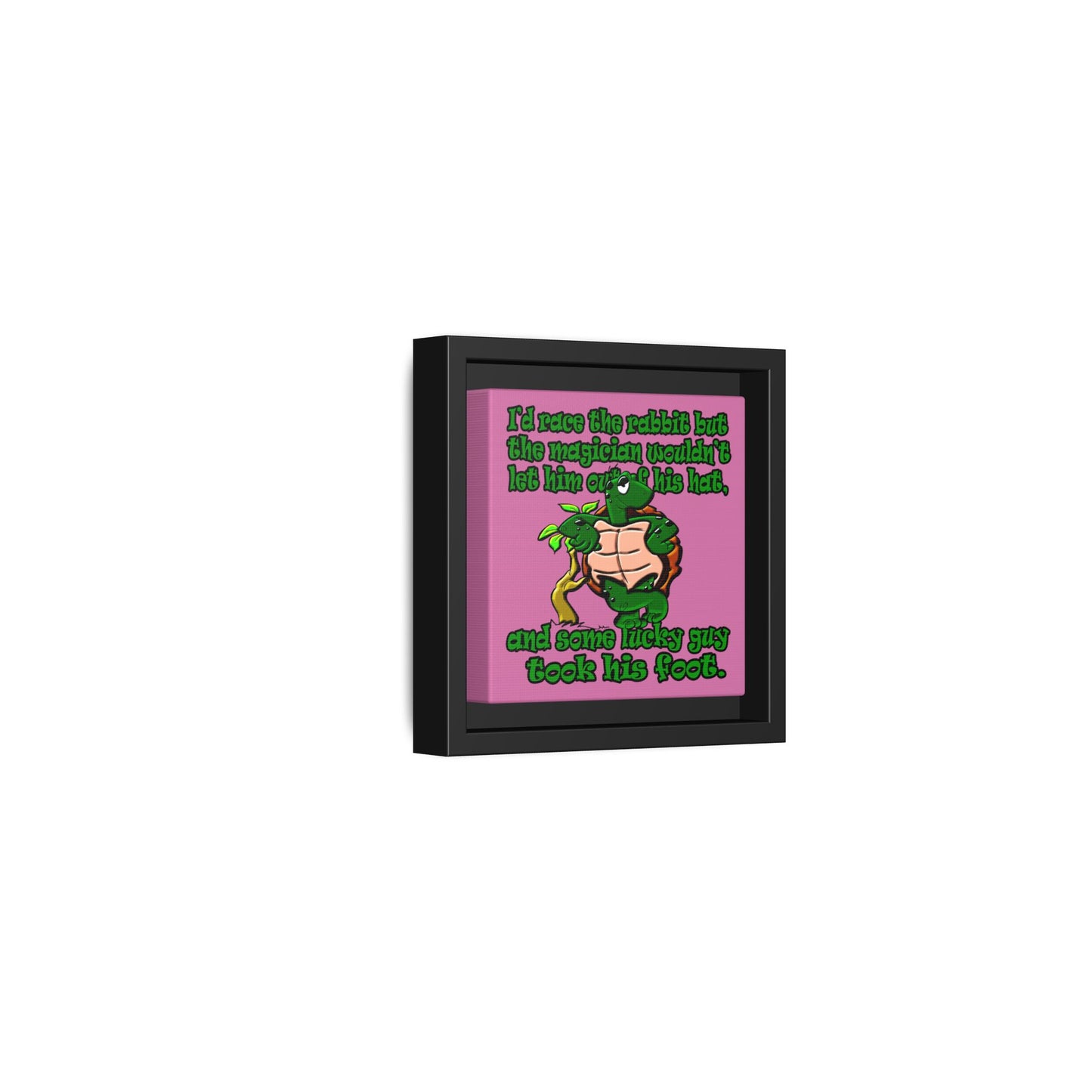 turtle race - framed canvas art (light pink)
