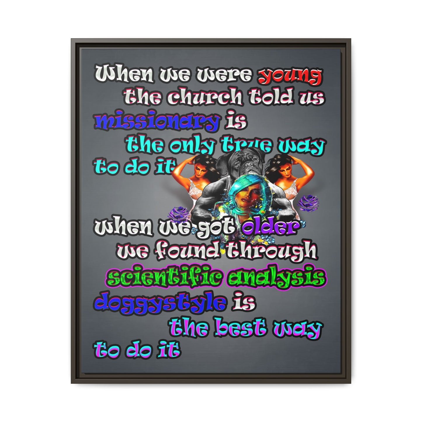 doggystyle - framed canvas art (grey-light grey)