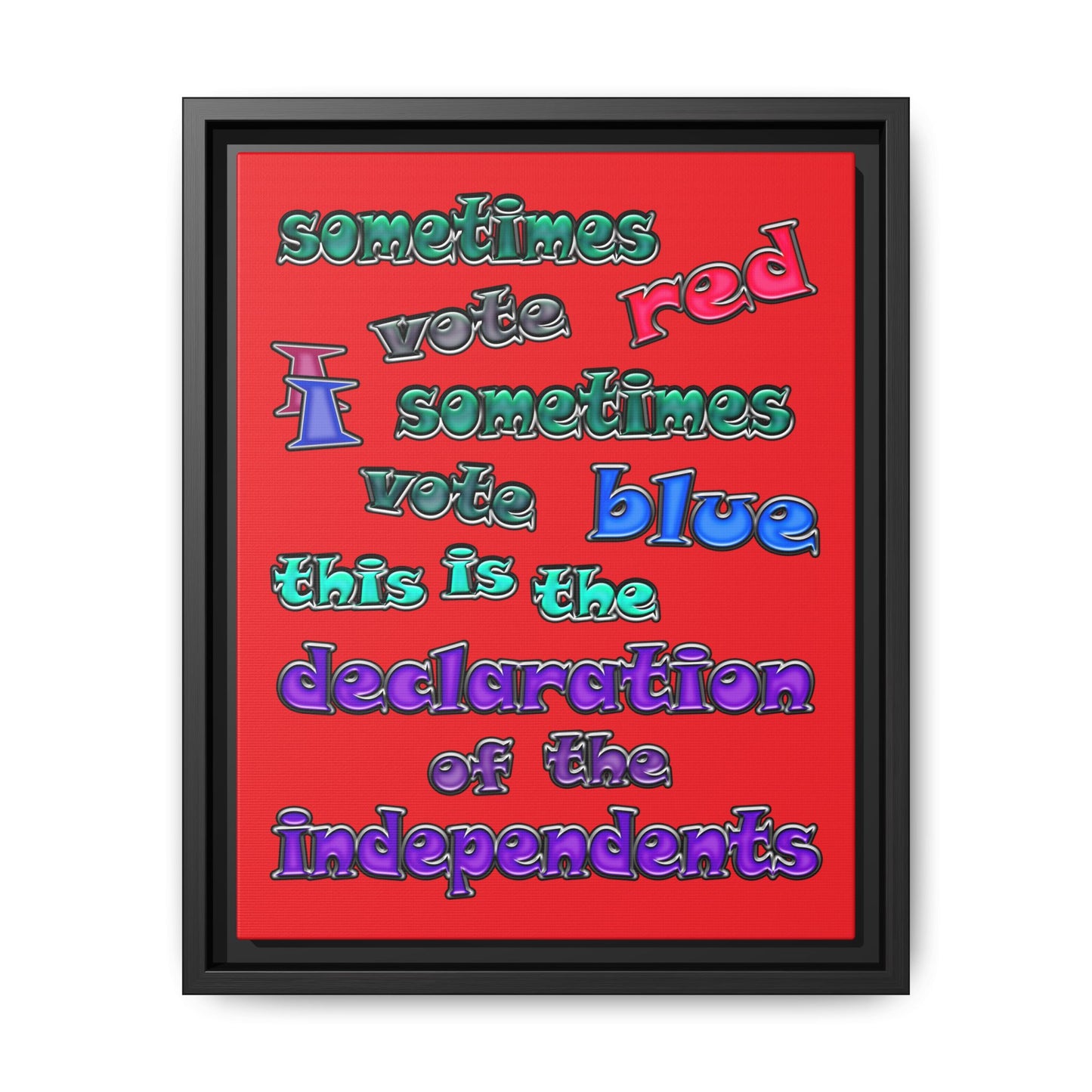 declaration of the independents - framed canvas art (red)