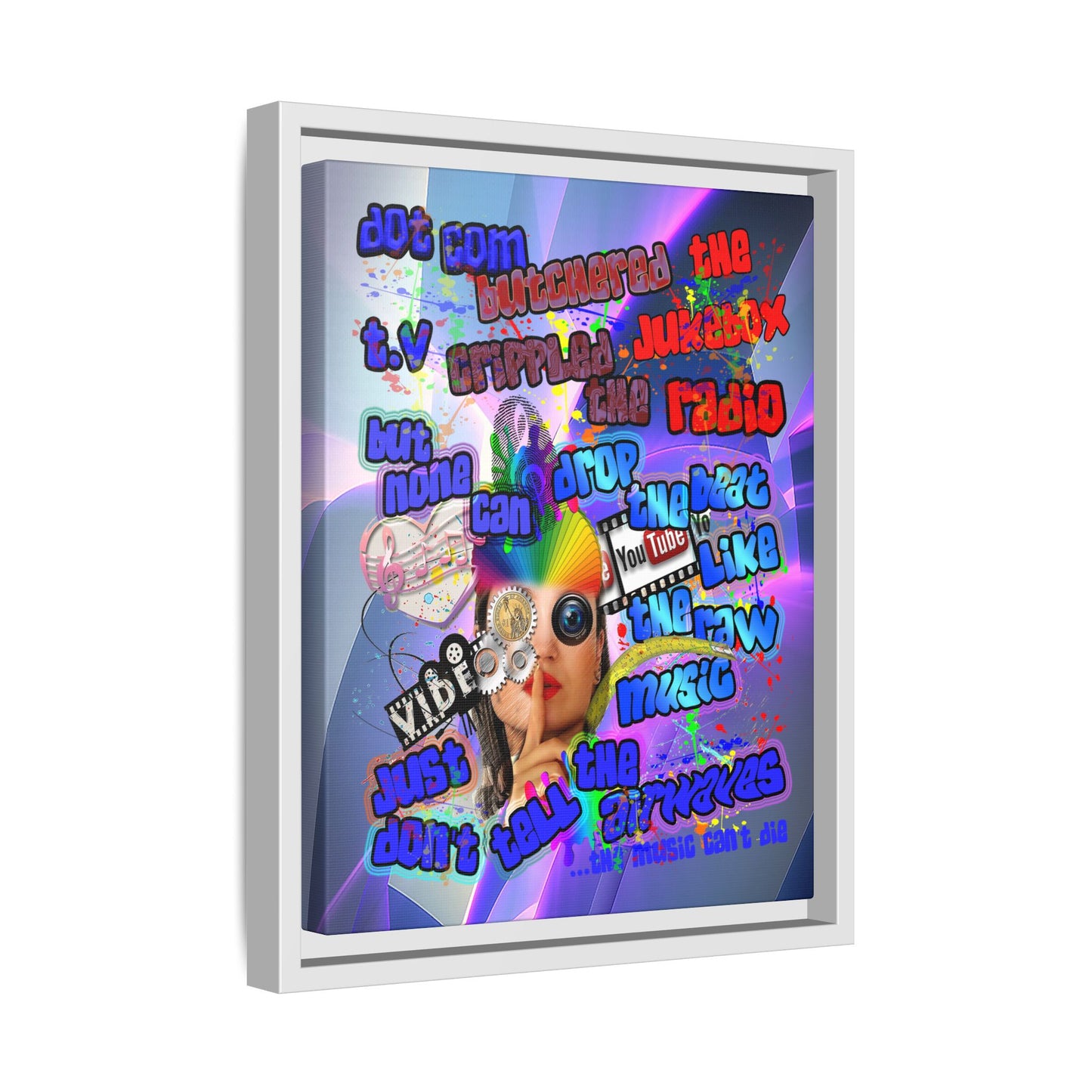 drop the beat - framed canvas art (grey-pink wave)