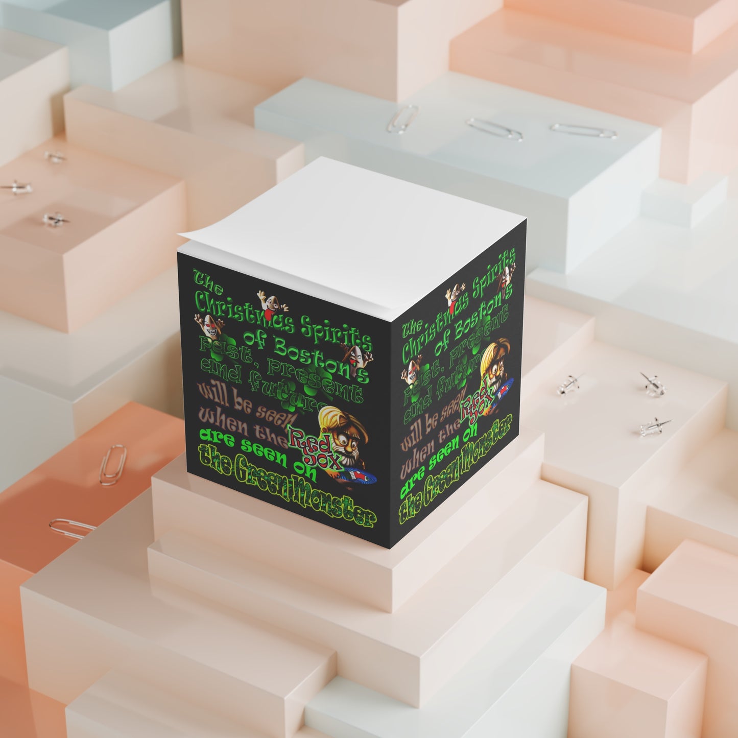 christmas spirits of boston - note cube (black)