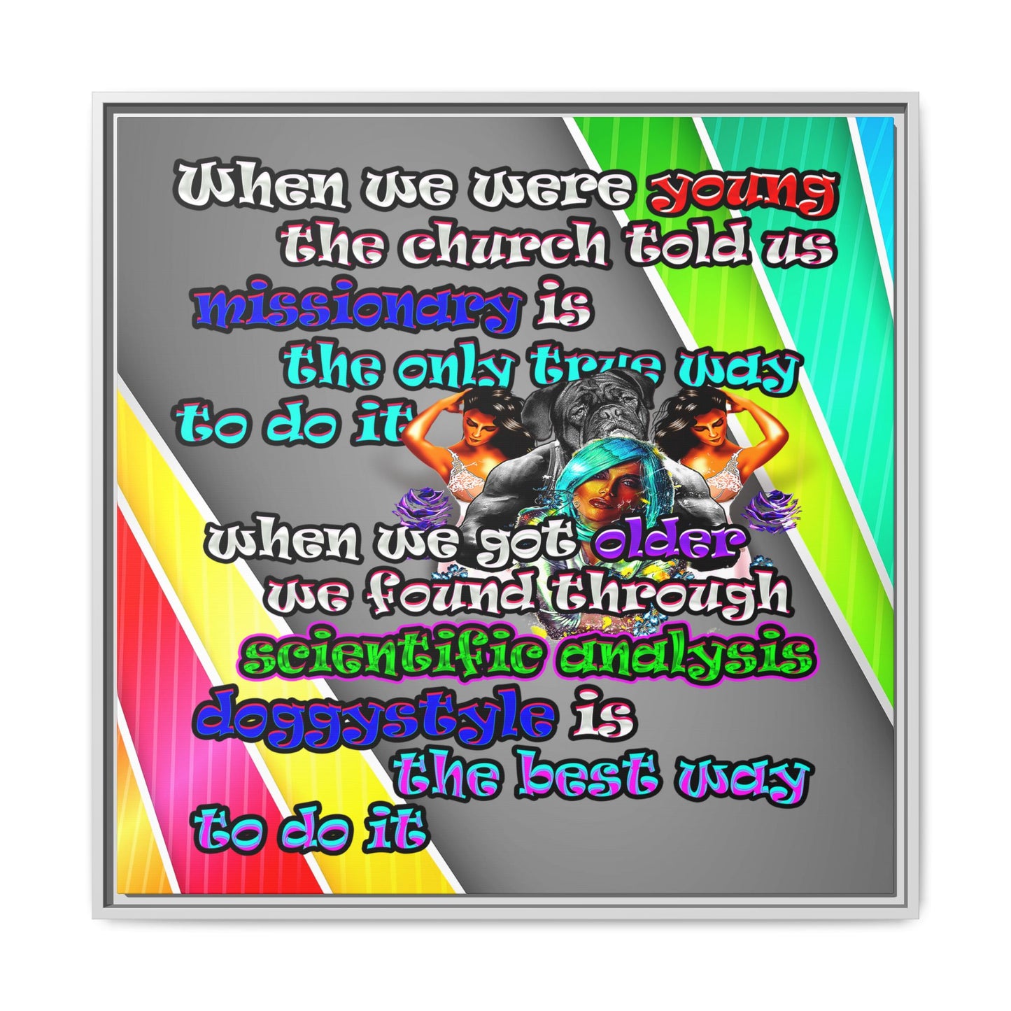 doggystyle - framed canvas art (rainbow split)