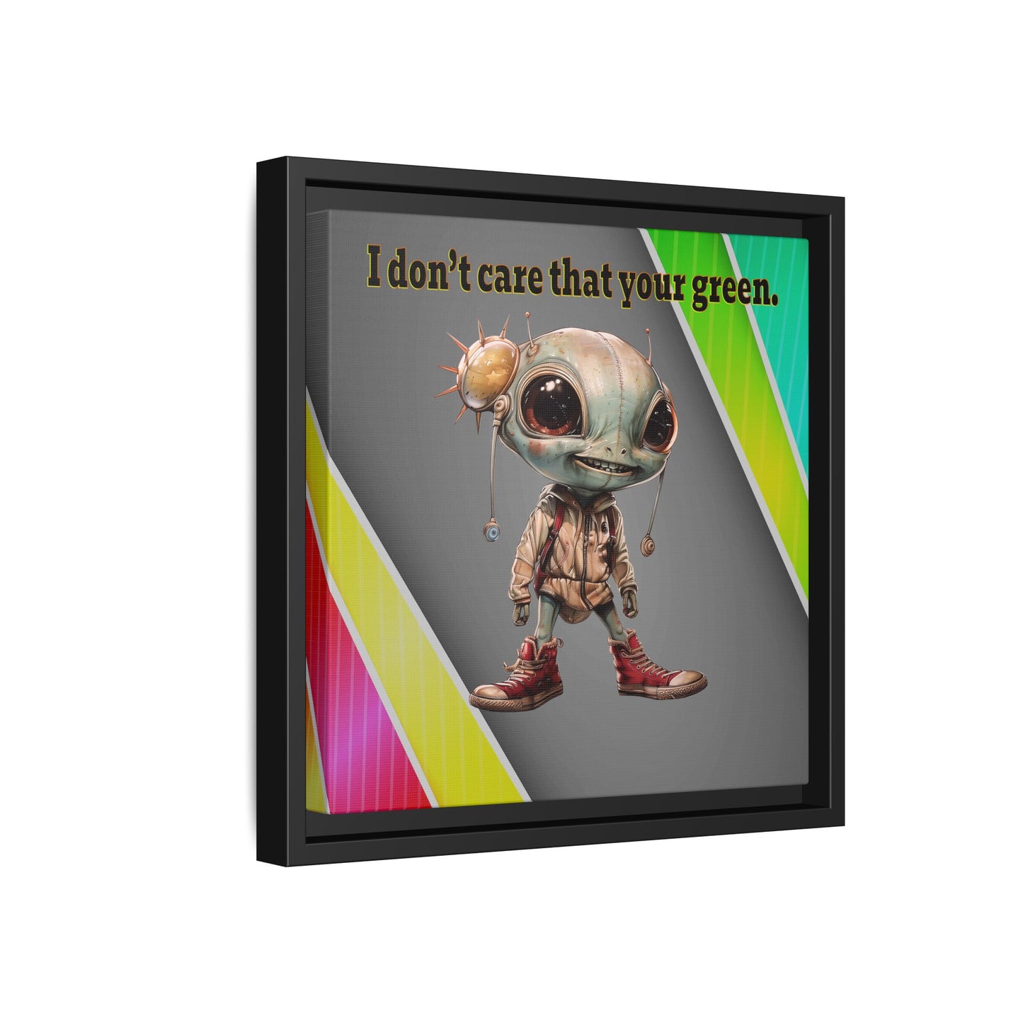 I don't care that your green - framed canvas art (rainbow split)