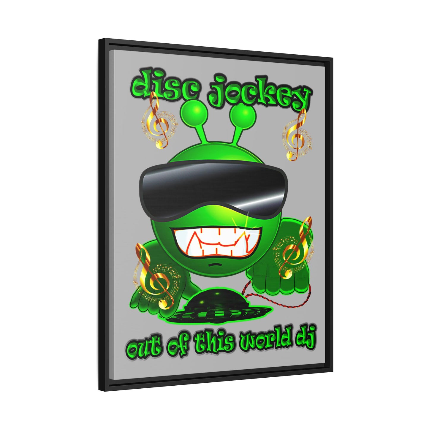 disc jockey - framed canvas art (light grey)