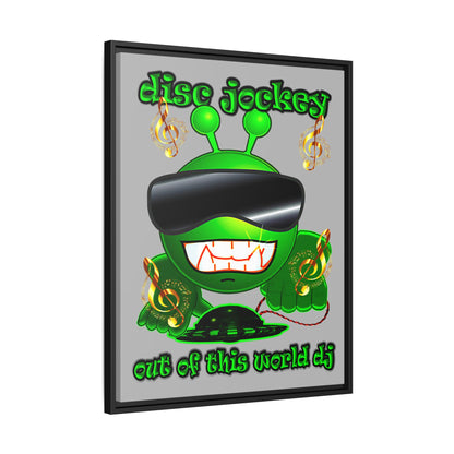 disc jockey - framed canvas art (light grey)