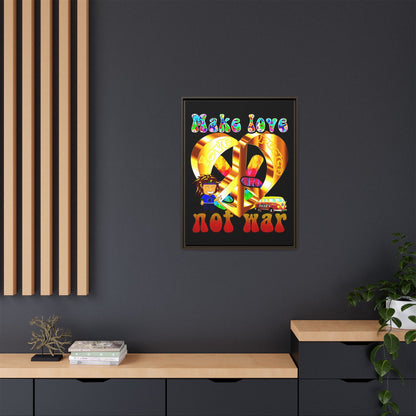 love peace - framed canvas art (black)