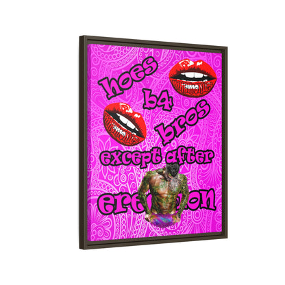 hoes b4 bros - framed canvas art (pink swirl)