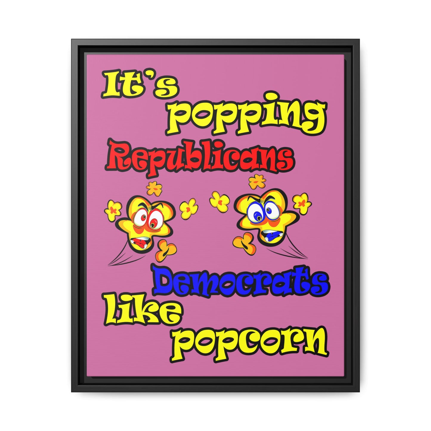 popping like popcorn - framed canvas art (light pink)