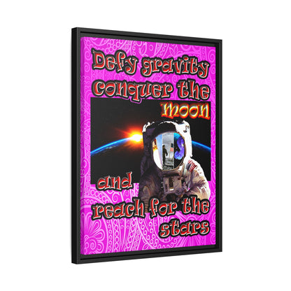 defy conquer reach - framed canvas art (pink swirl)