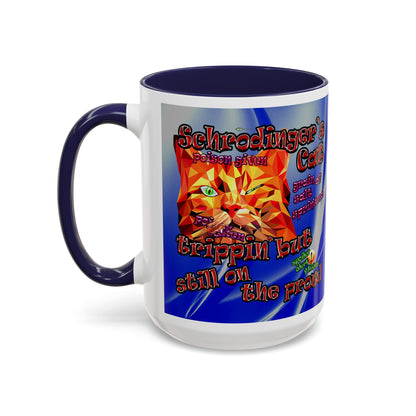 schrodinger's cat - Accent Mug (blue-white wave)