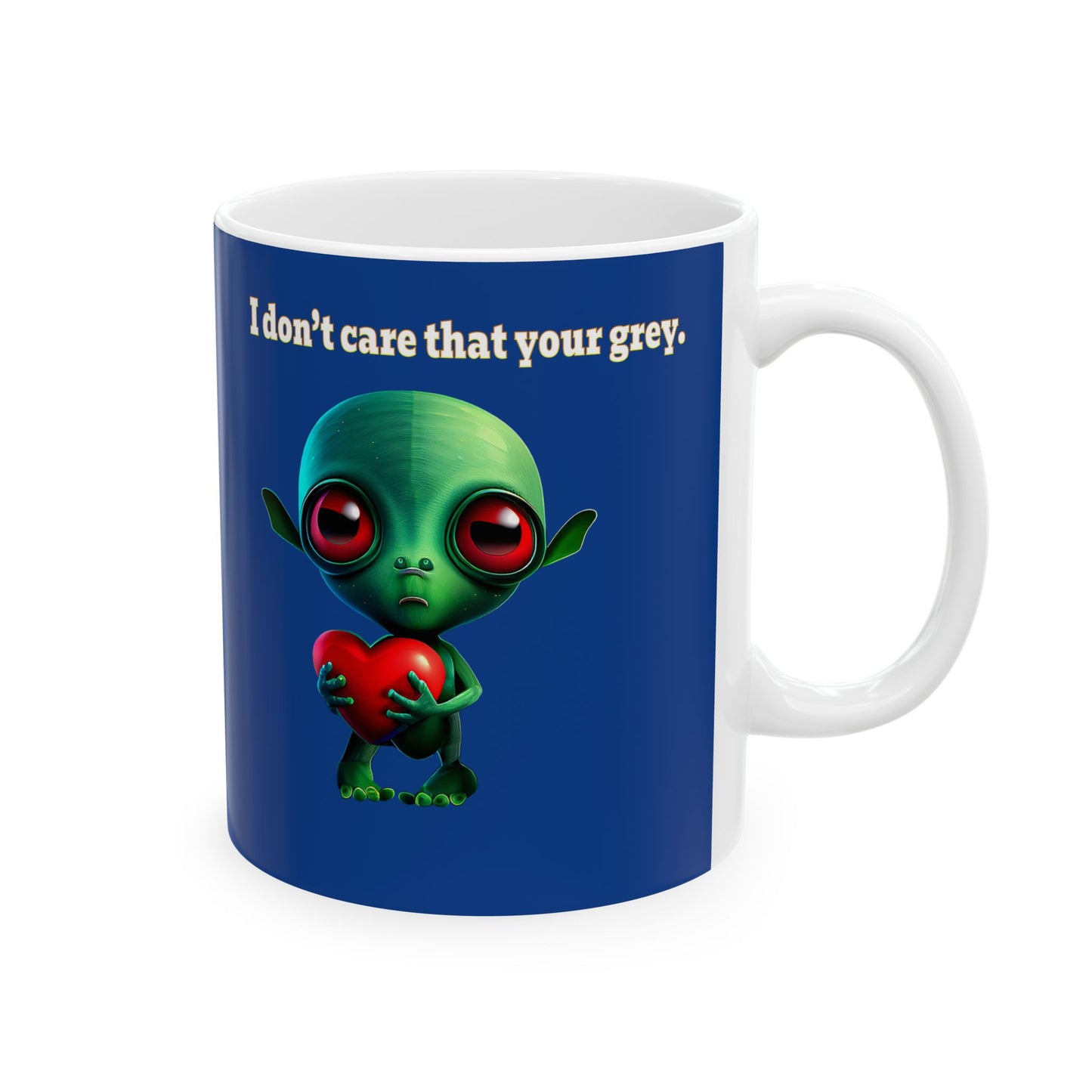 I don't care that your grey - White Mug (dark blue)