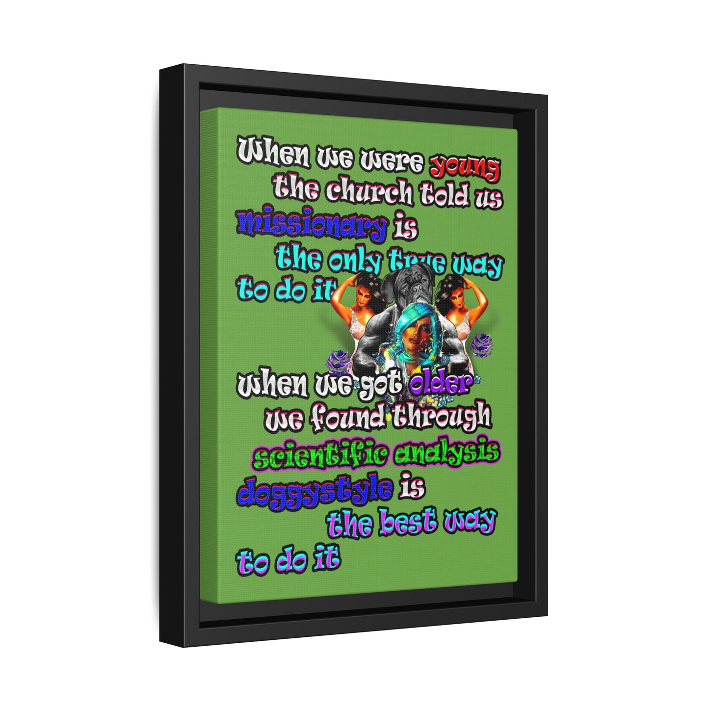 doggystyle - framed canvas art (green)