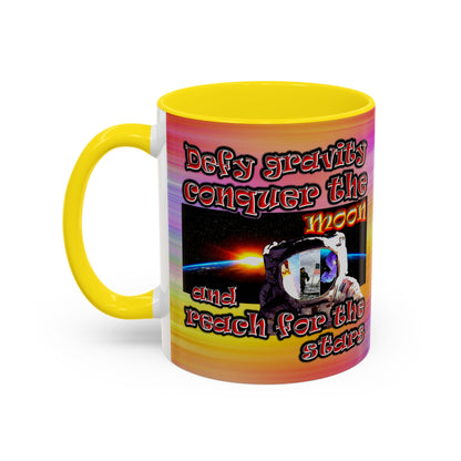 defy conquer reach - Accent Mug (color blur)