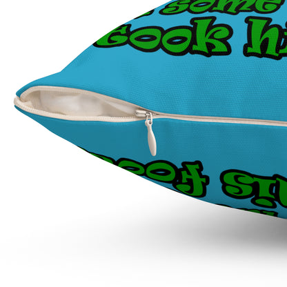 turtle race - Spun Polyester Square Pillow - (turquoise)