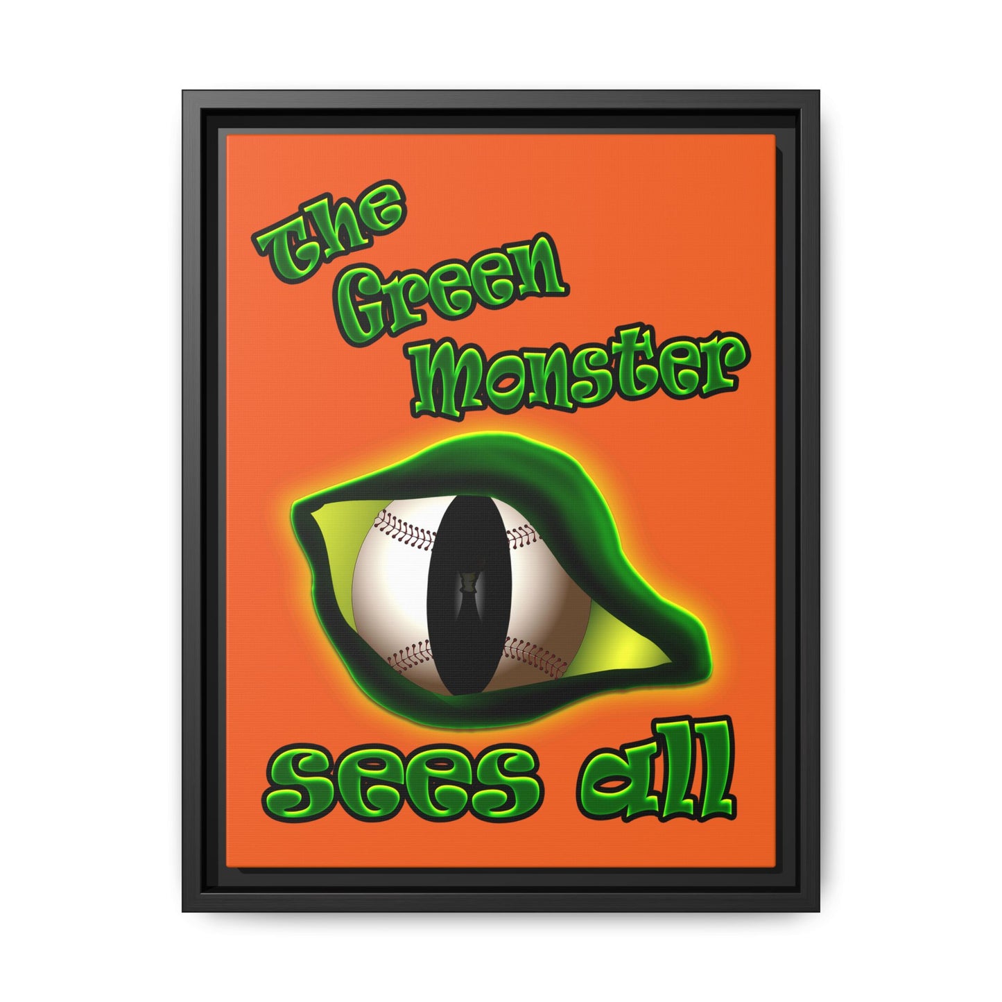green monster - framed canvas art (orange)