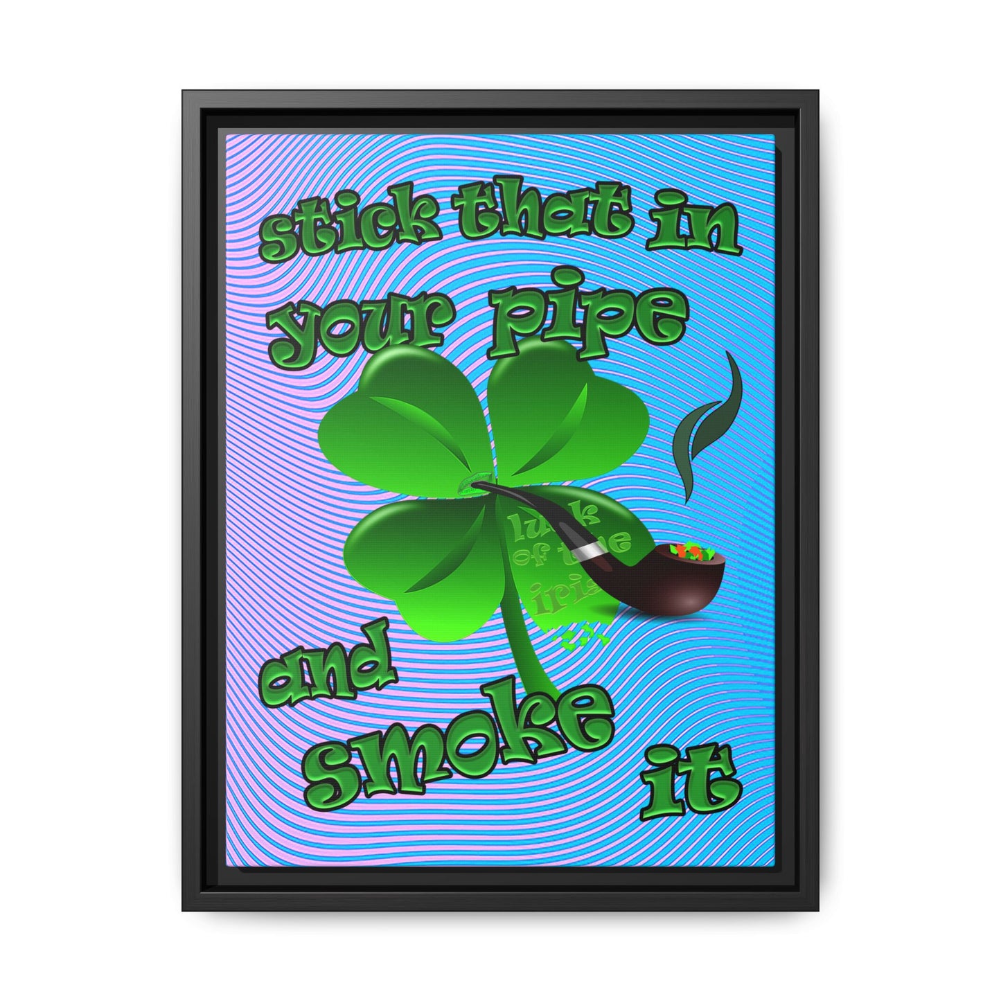 stick that in your pipe and smoke it - framed canvas art (light blue-purple wave)