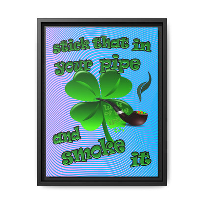 stick that in your pipe and smoke it - framed canvas art (light blue-purple wave)