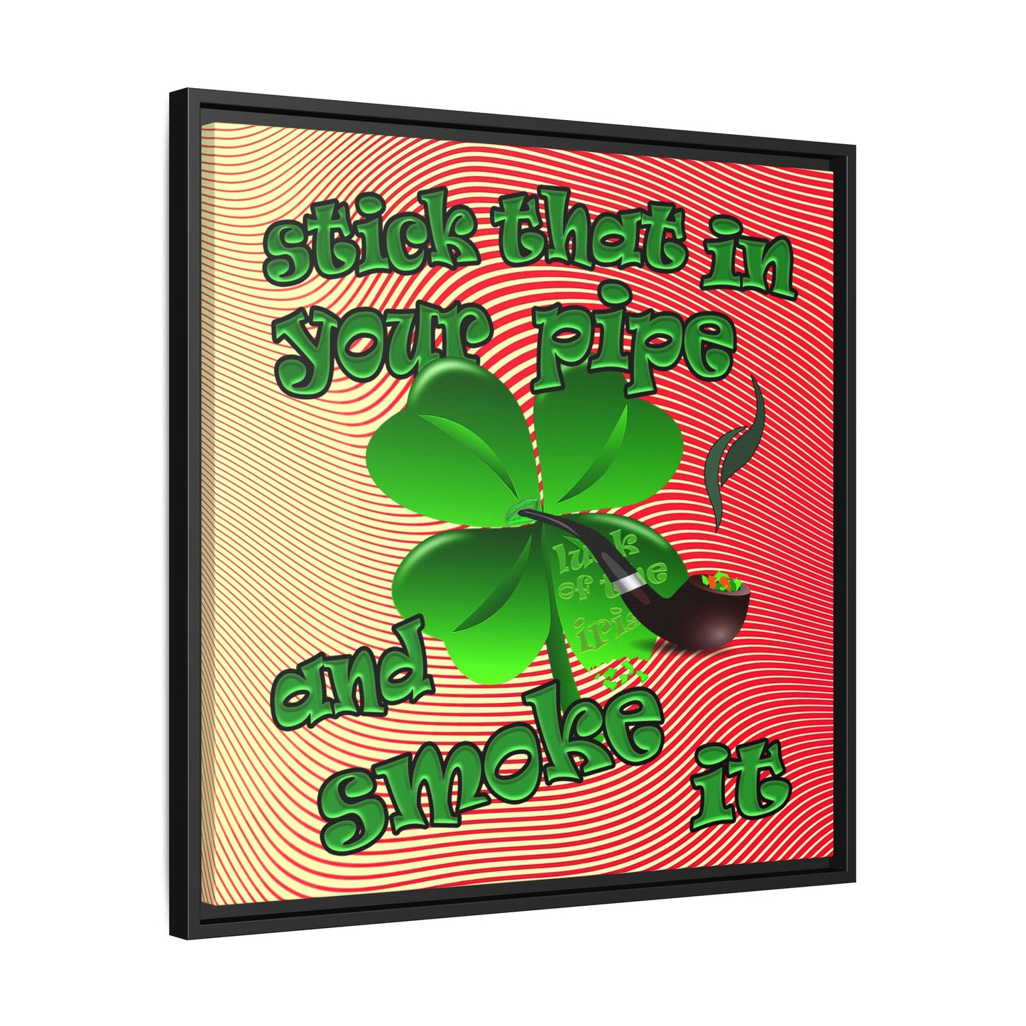 stick that in your pipe and smoke it - framed canvas art (yellow-orange wave)