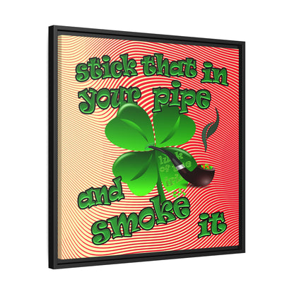 stick that in your pipe and smoke it - framed canvas art (yellow-orange wave)
