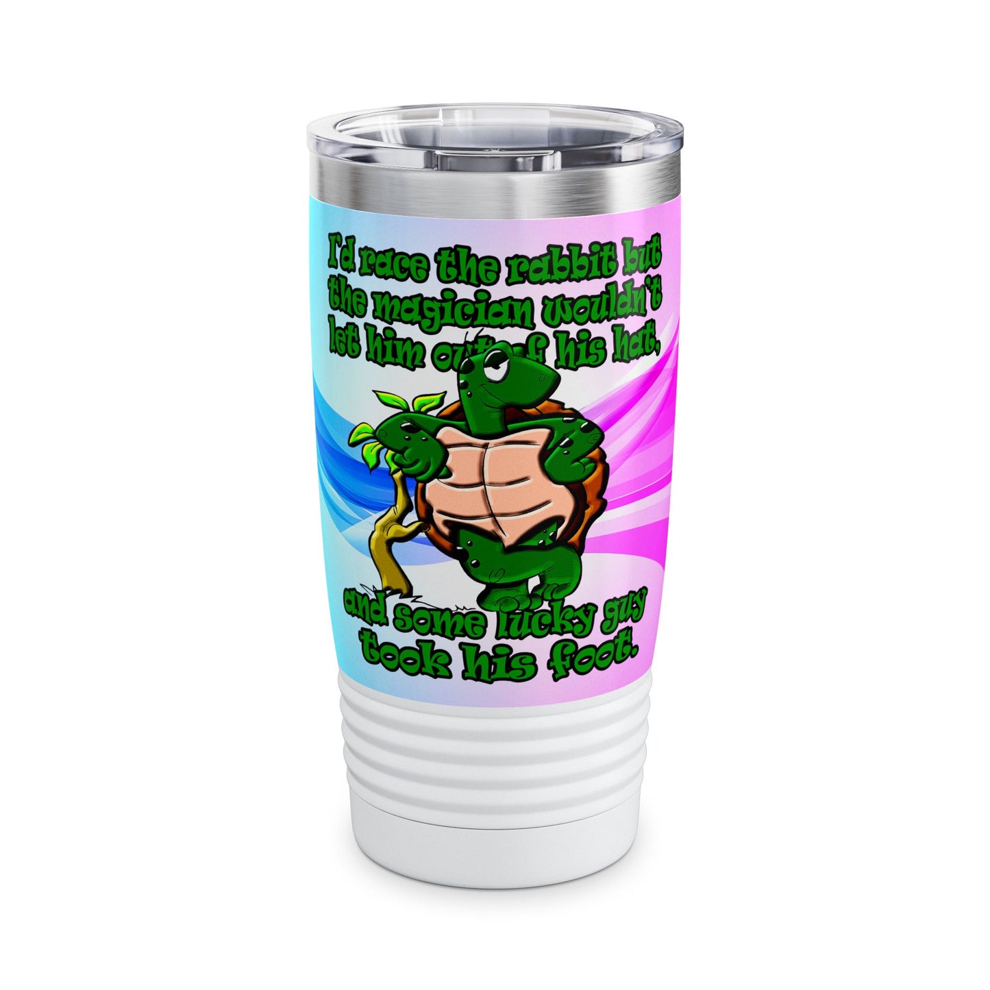 turtle race - Ringneck Tumbler, 20oz (light blue-pink wave)