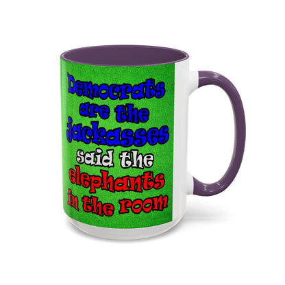 donkeys and elephants - Accent Mug (green turf)