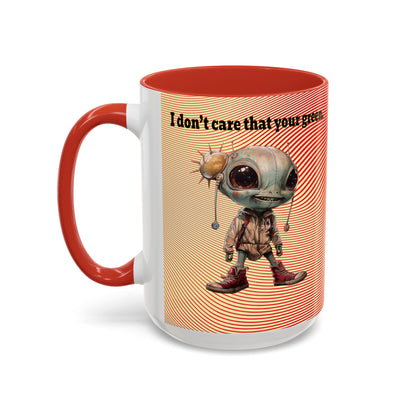 I don't care that your grey - Accent Mug (yellow-orange wave)
