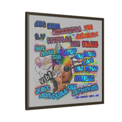 drop the beat - framed canvas art (light grey)