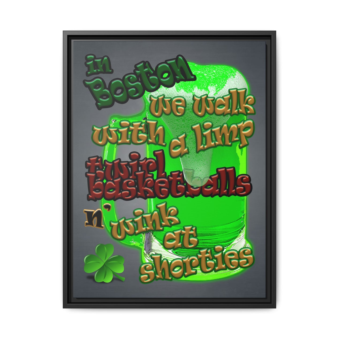 celtics logo - framed canvas art (grey-light grey)
