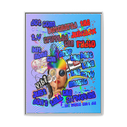 drop the beat - framed canvas art (light blue-purple wave)