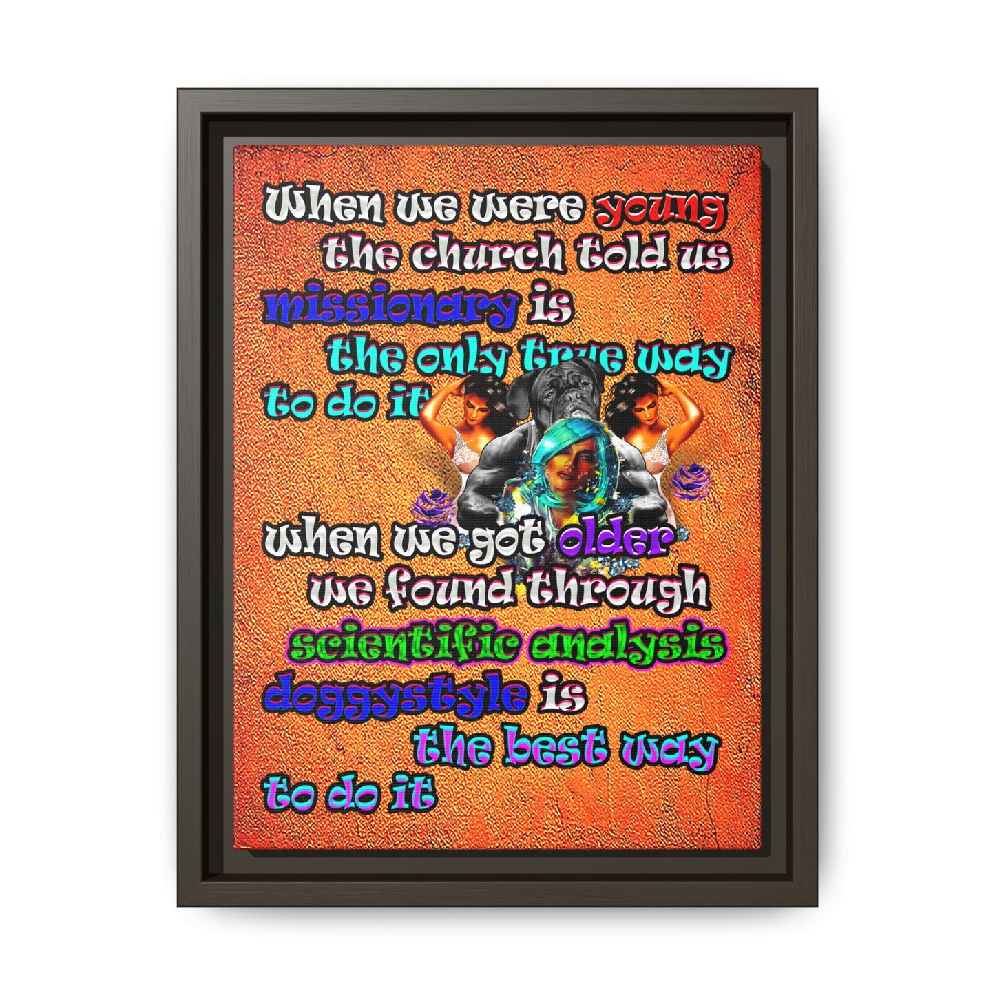 doggystyle - framed canvas art (burnt orange)
