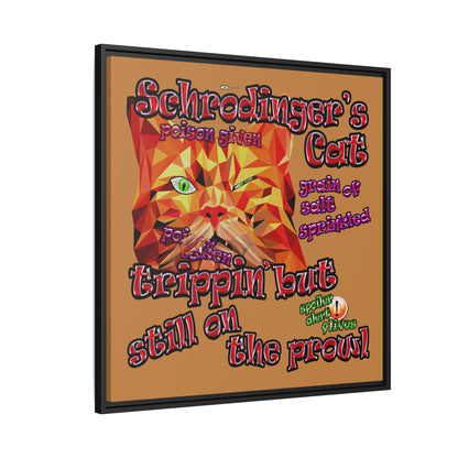 schrodinger's cat - framed canvas art (light brown)