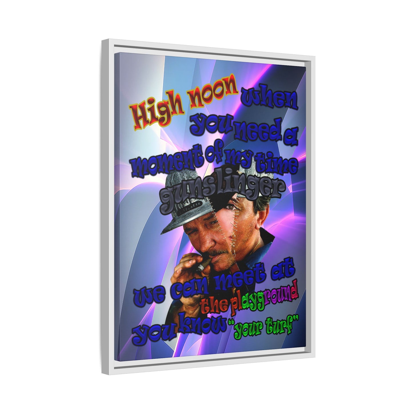 high noon - framed canvas art (grey-pink wave)
