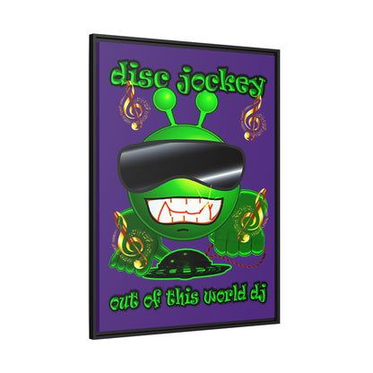 disc jockey - framed canvas art (purple)