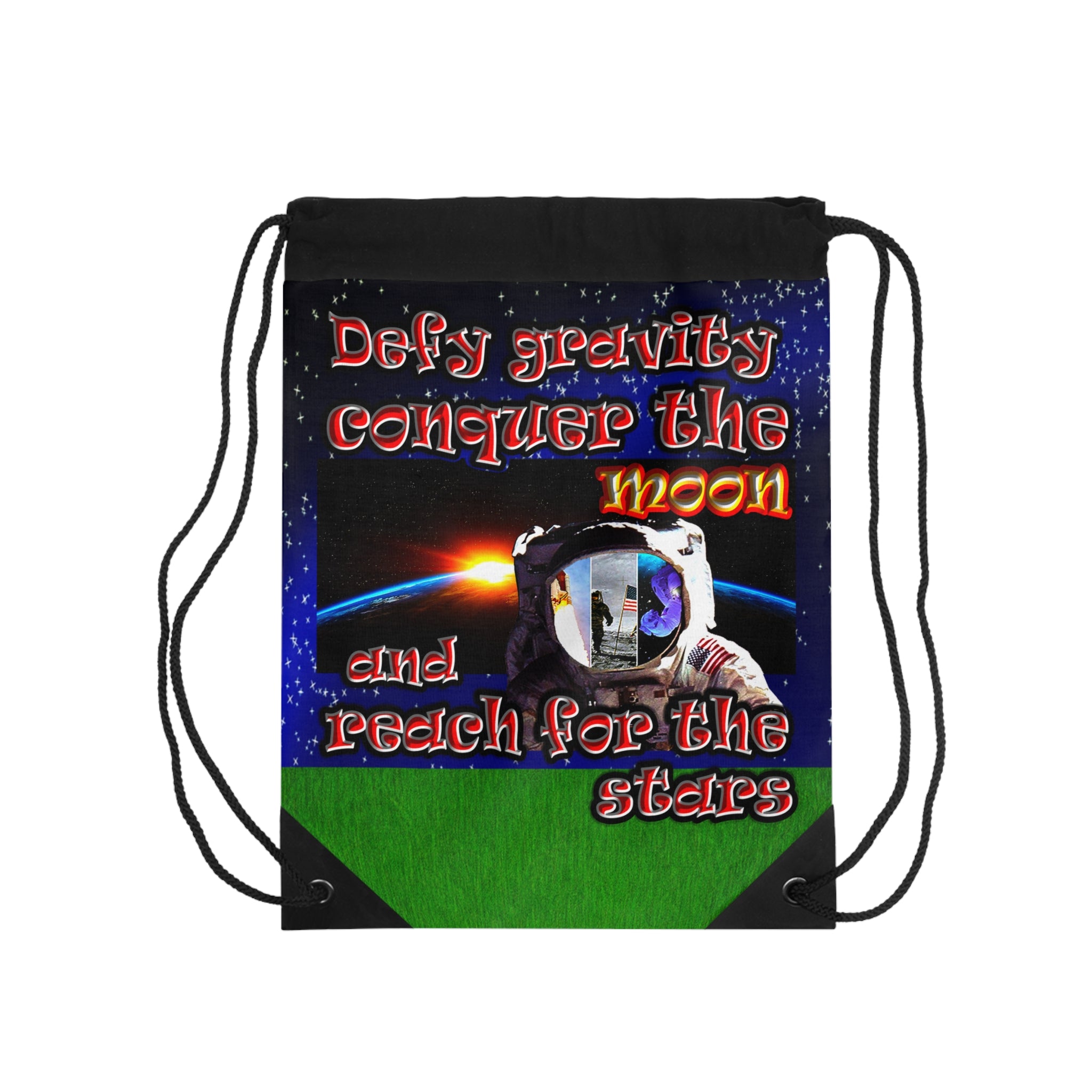 defy conquer reach - Drawstring Bag ('snoops' background)