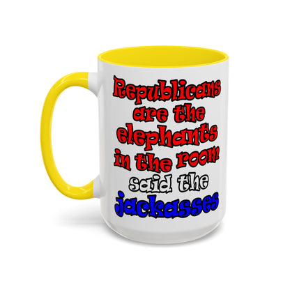 donkeys and elephants - Accent Mug (white)
