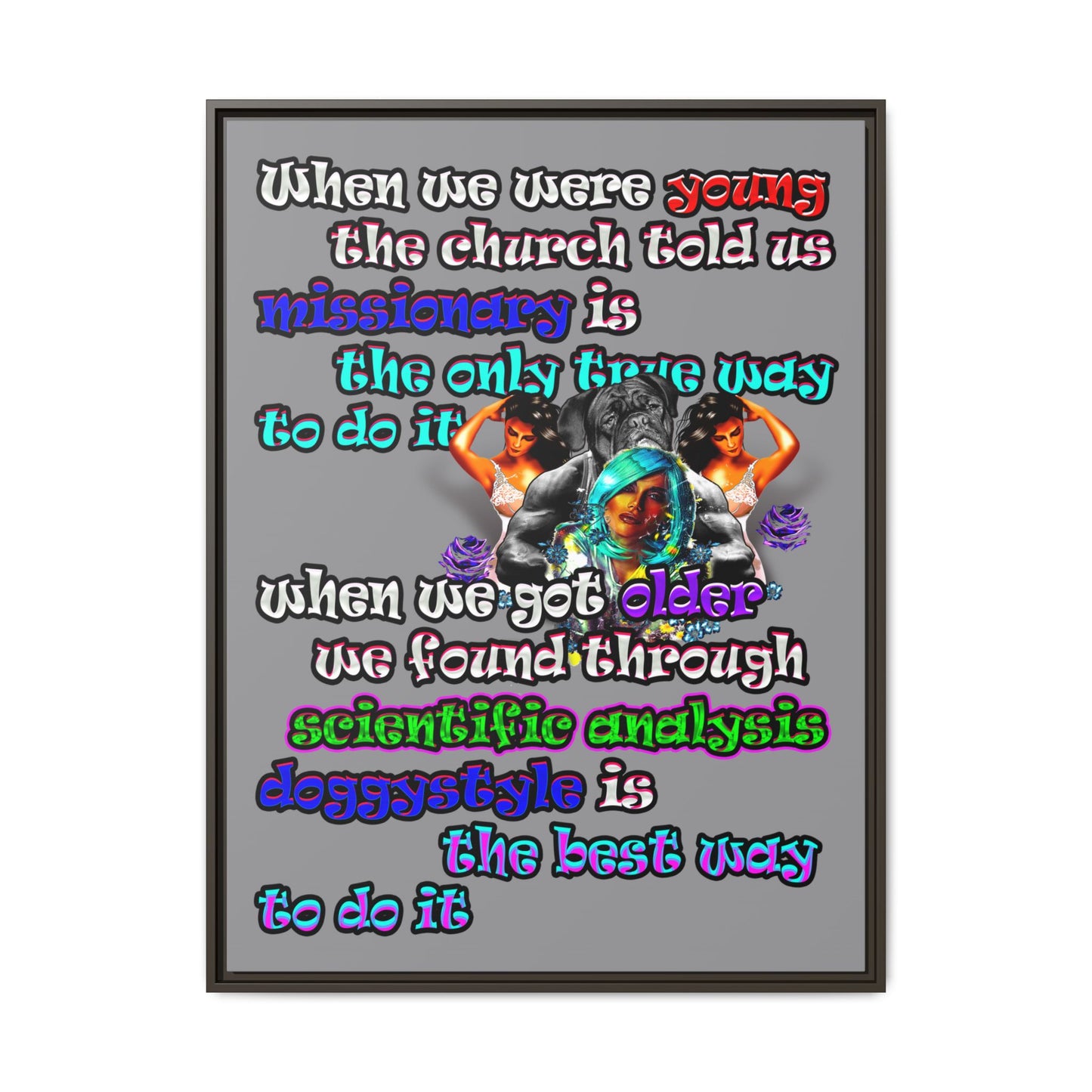 doggystyle - framed canvas art (grey)