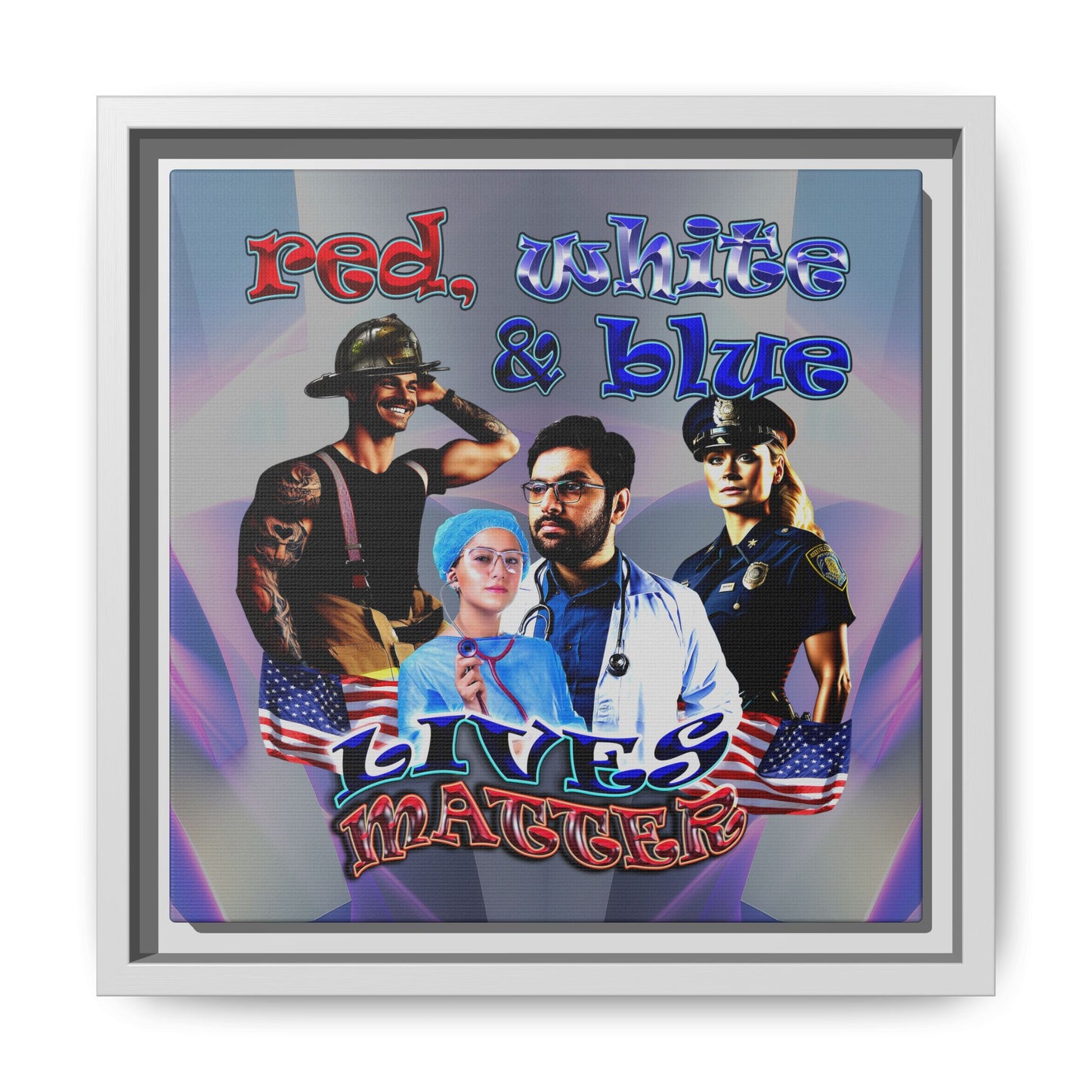 rw&b lives matter - framed canvas art (grey-pink wave)