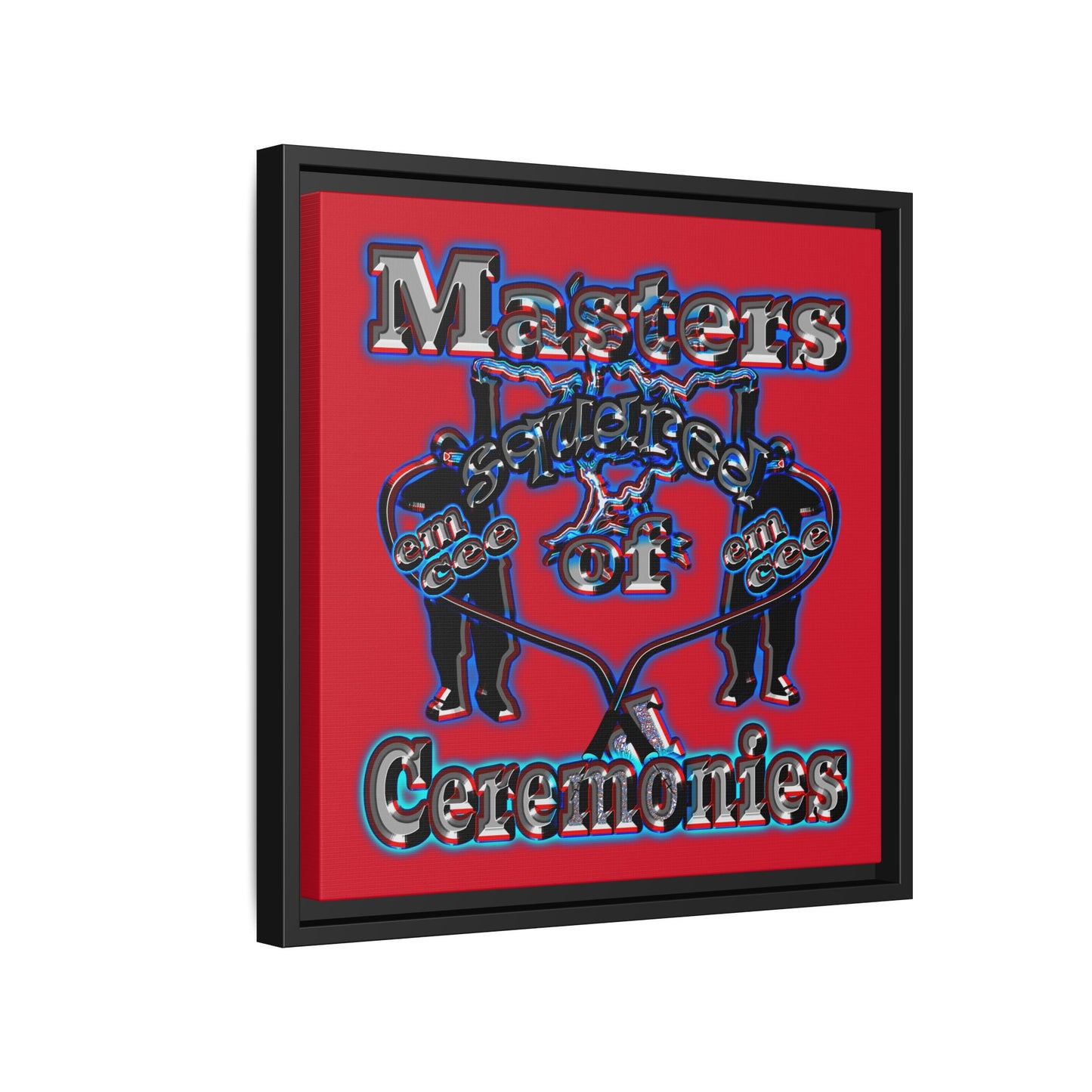 em cee squared - framed canvas art (dark red)