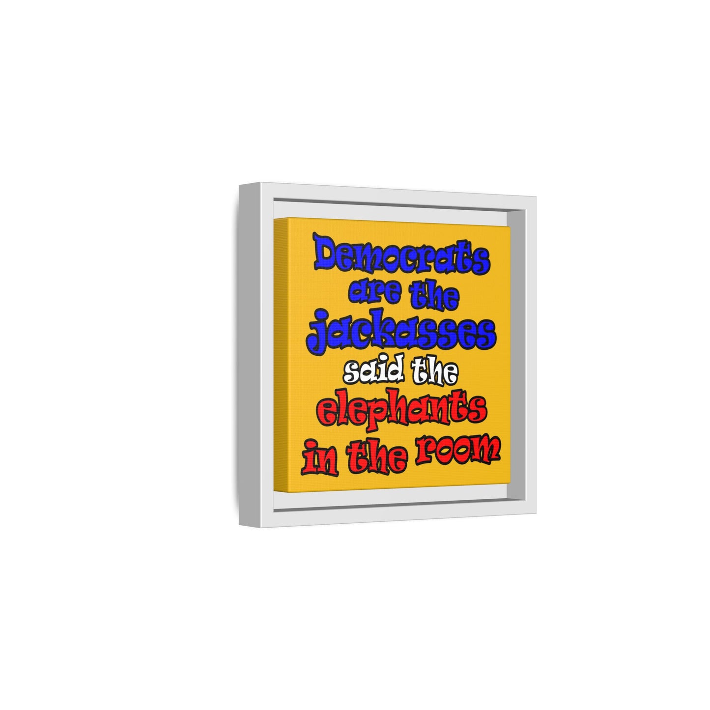 donkeys and elephants - framed canvas art (yellow)