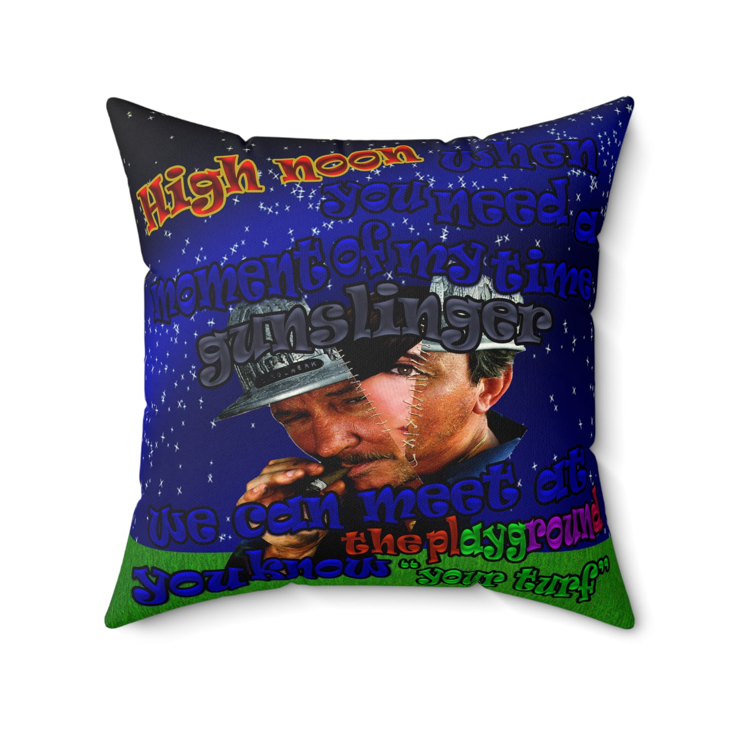 high noon - Spun Polyester Square Pillow - ('snoops' background)