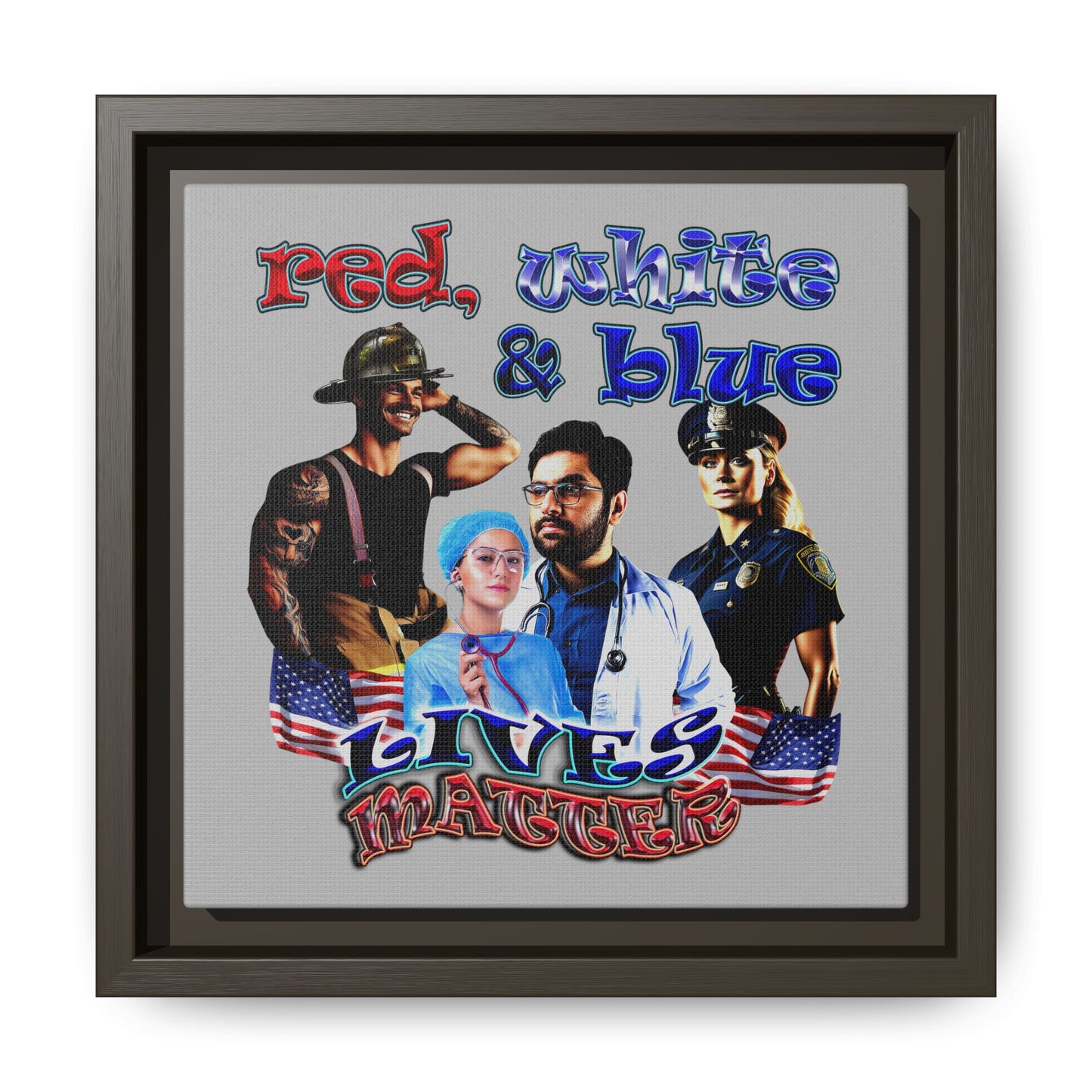 rw&b lives matter - framed canvas art (light grey)