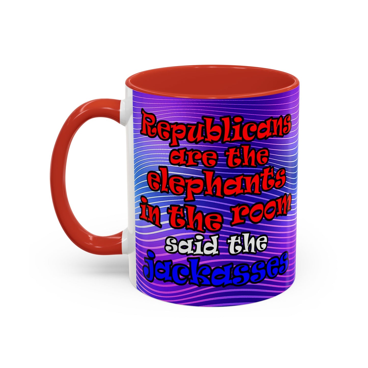 donkeys and elephants - Accent Mug (purple wave)