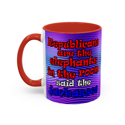 donkeys and elephants - Accent Mug (purple wave)