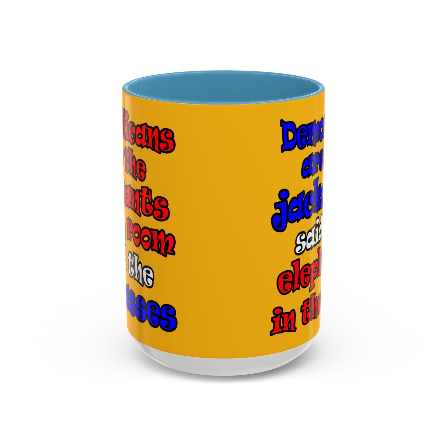 donkeys and elephants - Accent Mug (yellow)