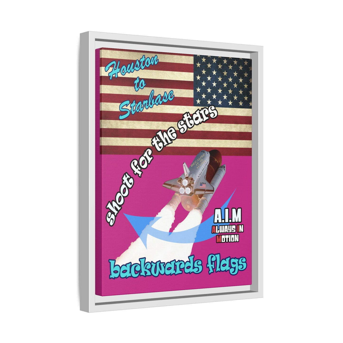 shoot for the stars - framed canvas art (pink)