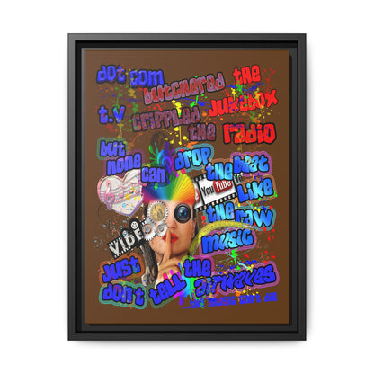 drop the beat - framed canvas art (brown)