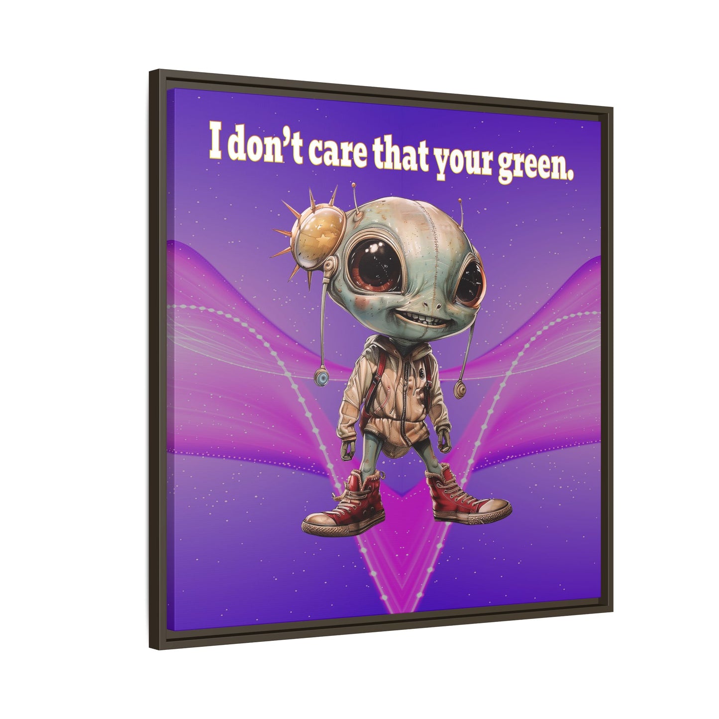 I don't care that your green - framed canvas art (purple-pink wave)