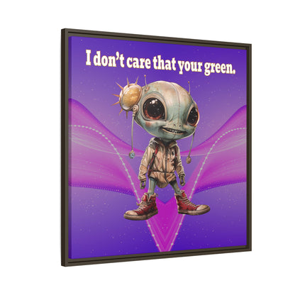I don't care that your green - framed canvas art (purple-pink wave)