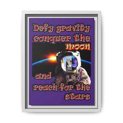 defy conquer reach - framed canvas art (purple)