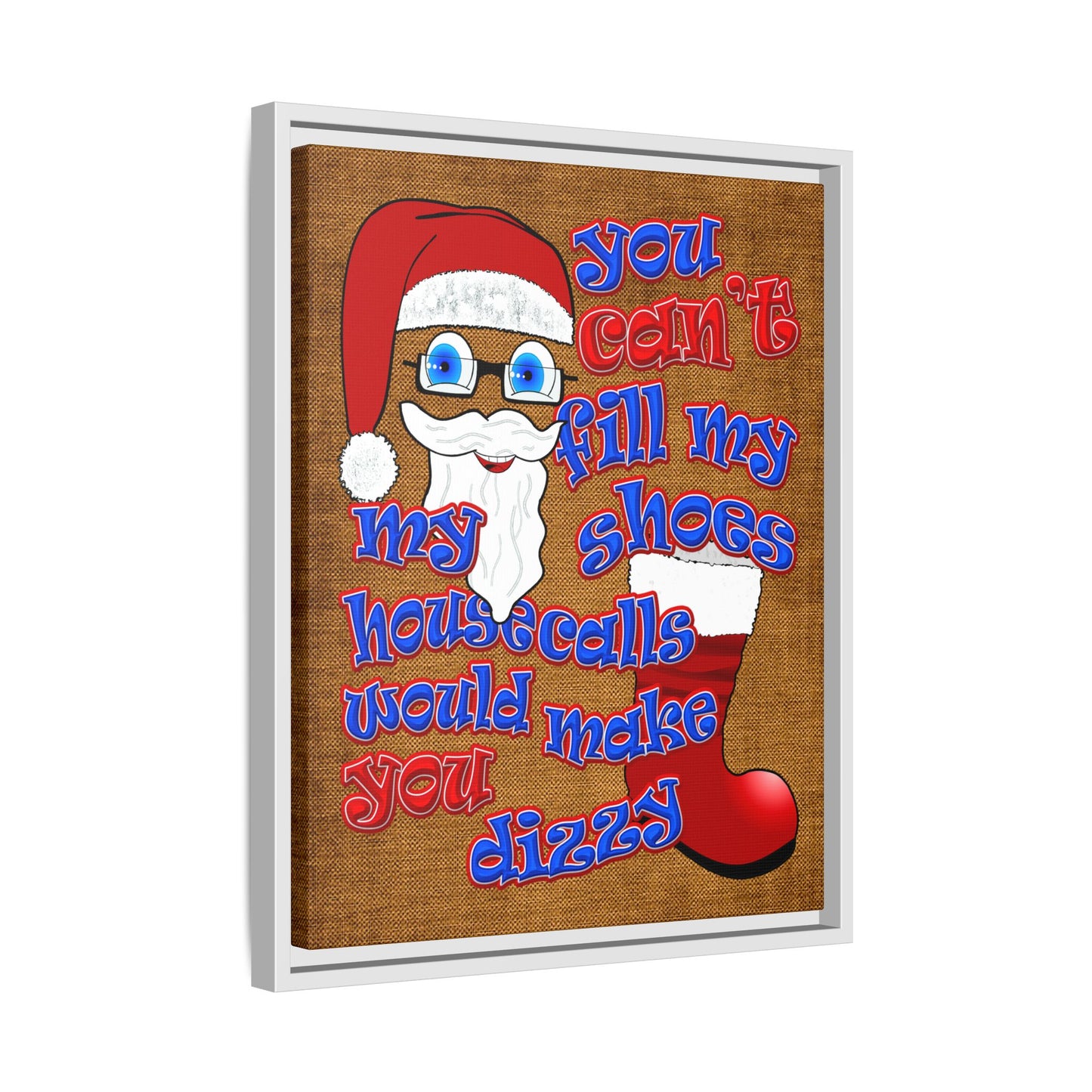 santa's shoes - framed canvas art (brown papyrus)